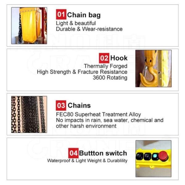 SG-CH5T Chain Hoist 5 Ton With Motor Trolley 4 Way - Image 4